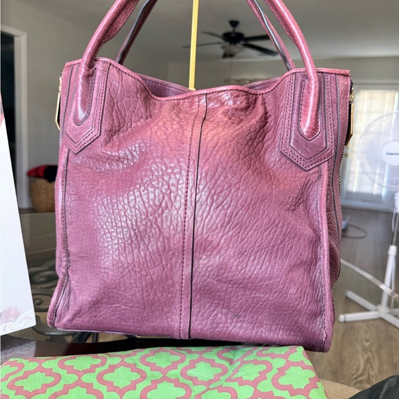 Leather Tote Bag in Burgundy with dusty - Picture 2 of 8